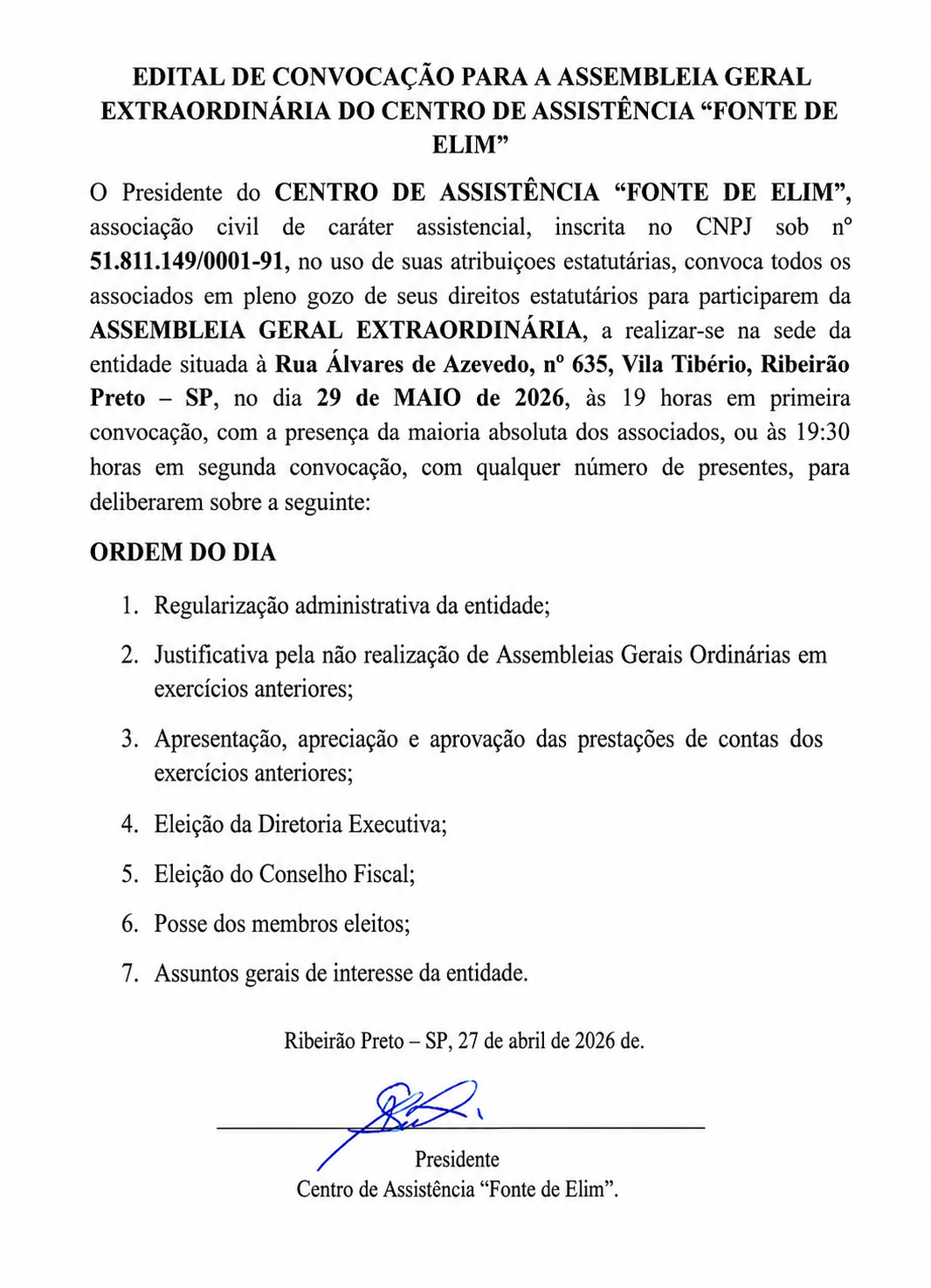 Edital de Convocação Assembleia Geral